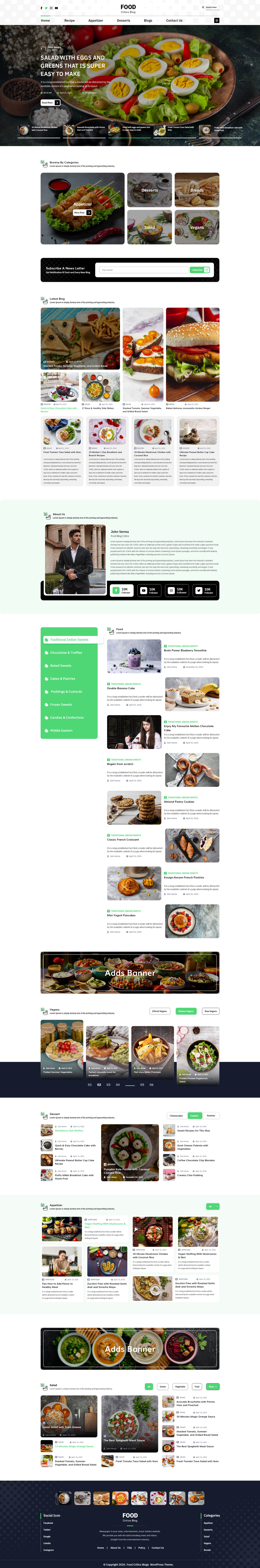 Food Blogger Website Template | For Influencers And Chefs