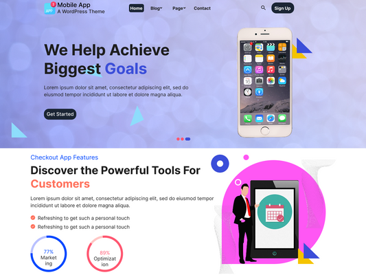 Free Mobile App WordPress Theme For Stunning App Websites