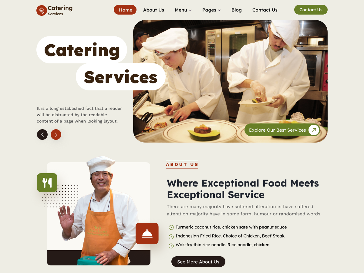 Elegant Event Catering Theme for Professional Service Sites