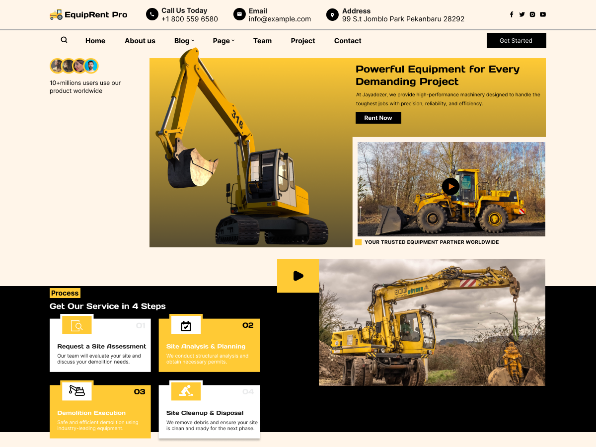 Free Machinery Rental WordPress Theme