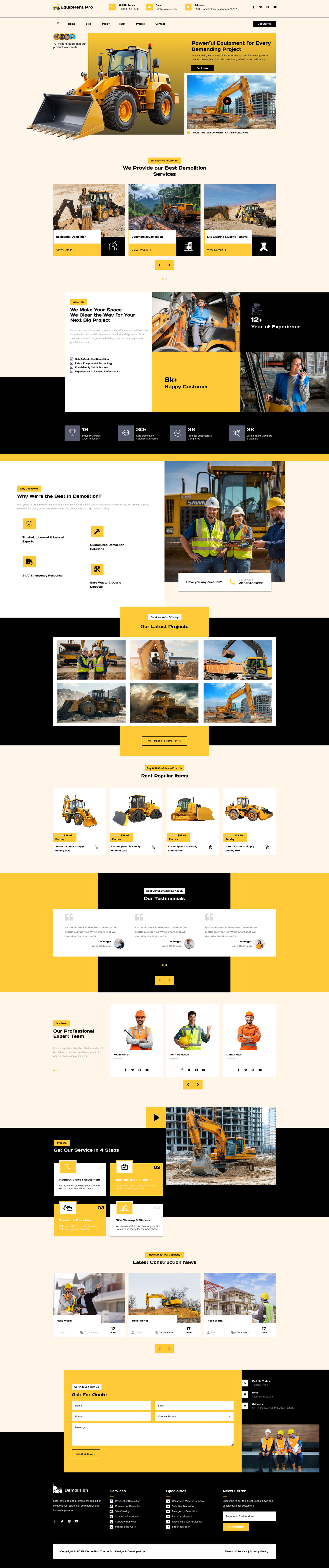 Machinery Rental WordPress Theme 