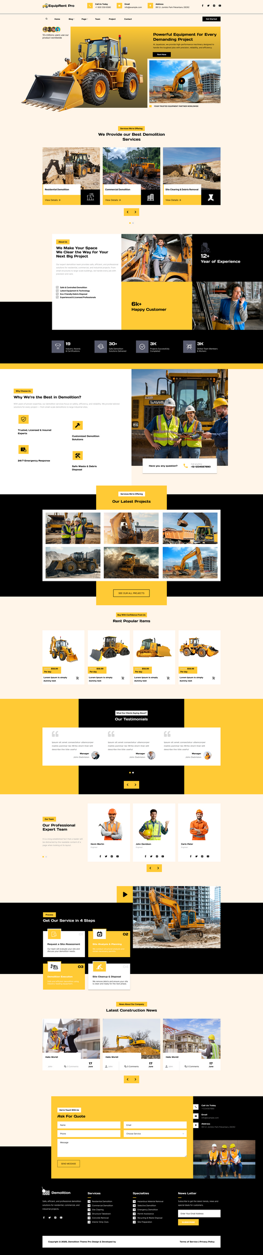 Machinery Rental WordPress Theme 