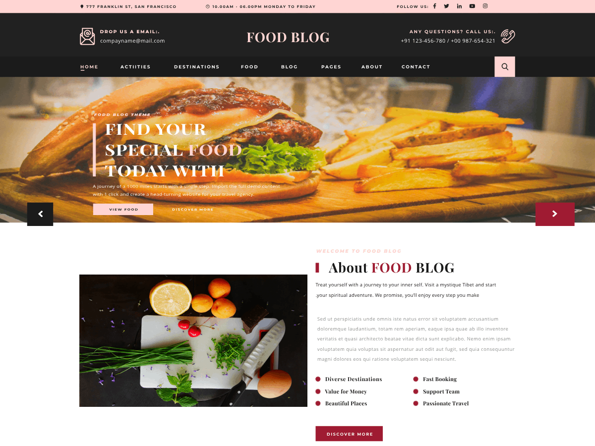 Free Food Blog WordPress Theme | Stylish And Functional – seothemesexperts